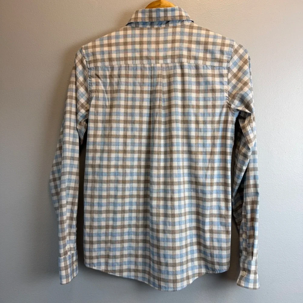 Johnnie-O Boys McArthur Performance Check Button Down Shirt Blue Bamboo Size 14